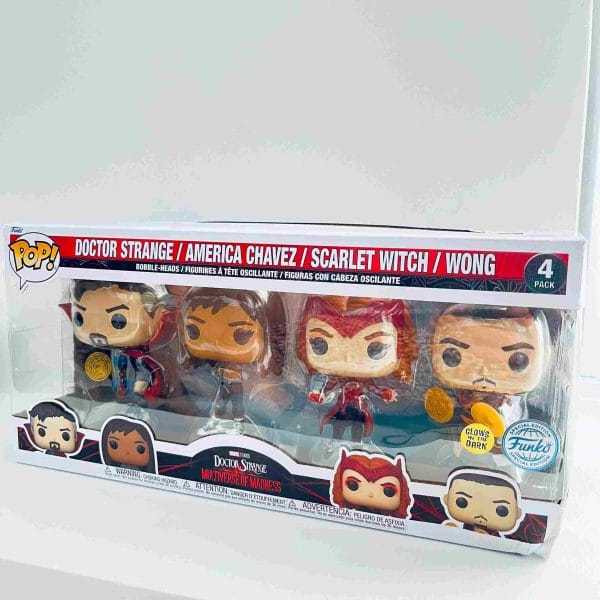 (*Banged Box) Funko Pop! 4-Pack Marvel: Doctor Strange in the Multiverse of Madness - Doctor Strange / America Chavez / Scarlet Witch / Wong (Glows in the Dark) (Special Edition) Bobble-Head Vinyl Figures - Image 2